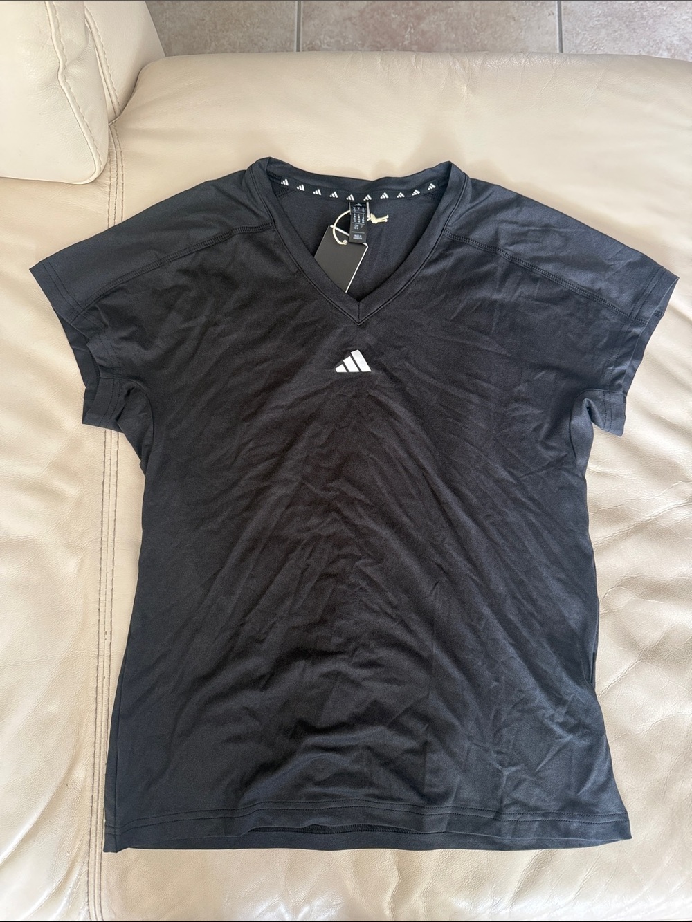 adidas Black V-Neck Short Sleeve Performance Tee